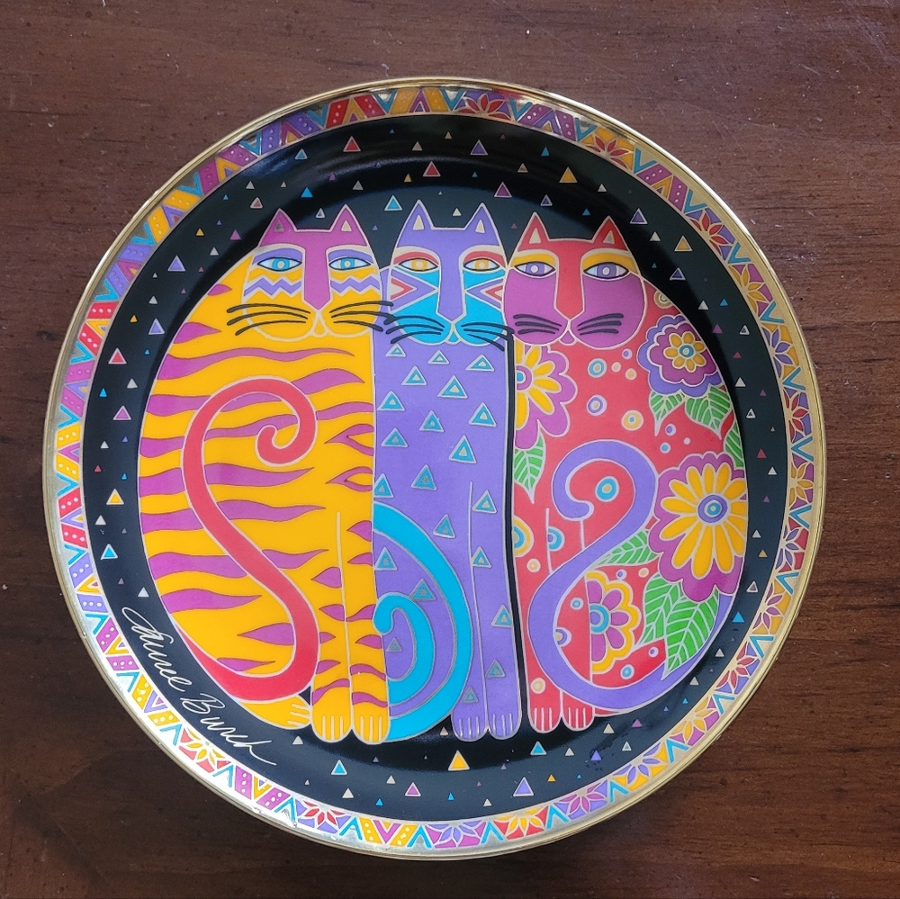 Laurel Burch Cat Royal Doulton Franklin Mint Round Plate “Fanciful Felines”